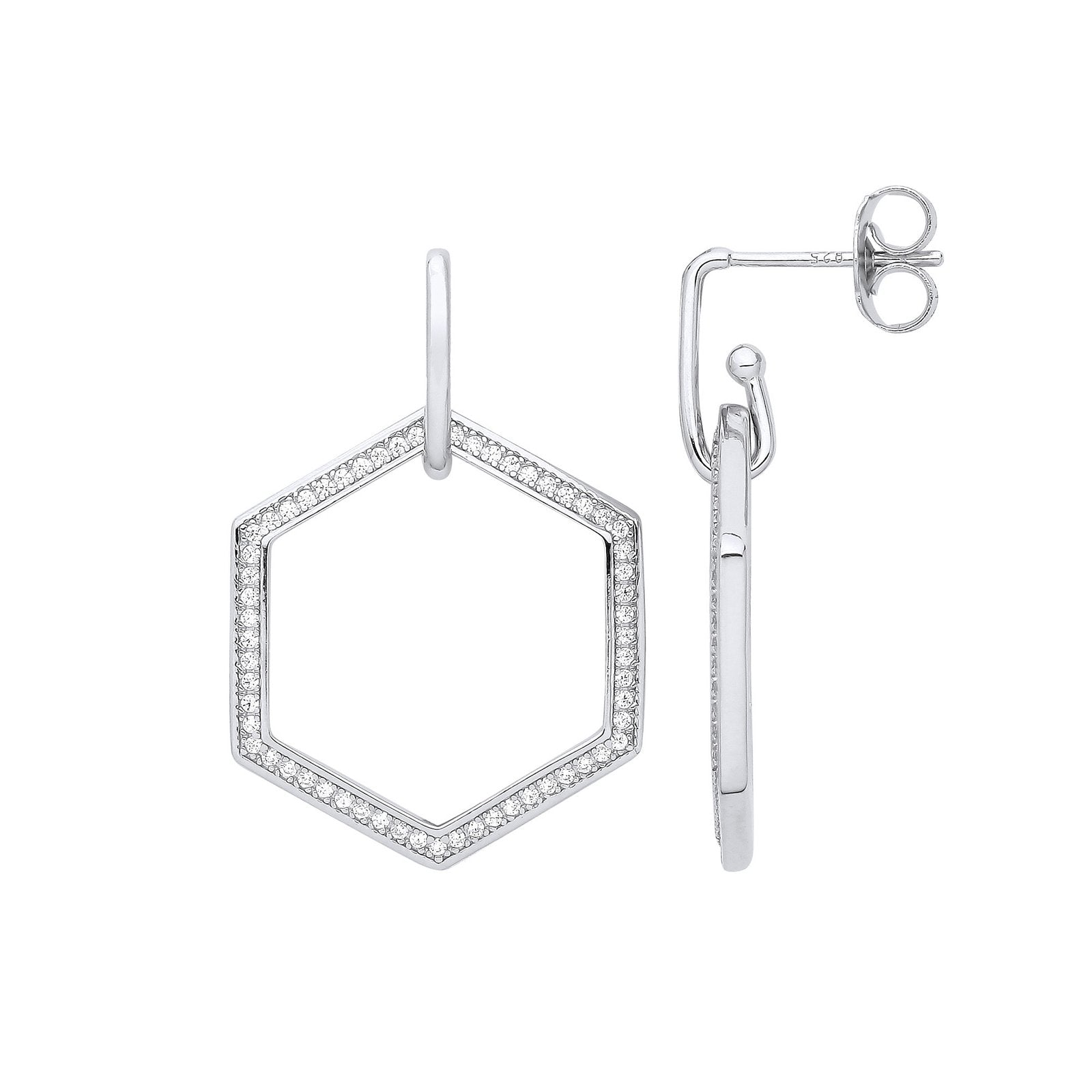 Silver Honeycomb Cubic Zirconia Earrings - Fine Ring - Certified Authentic - Swiss Made – Luxury Jewellery by Imperial